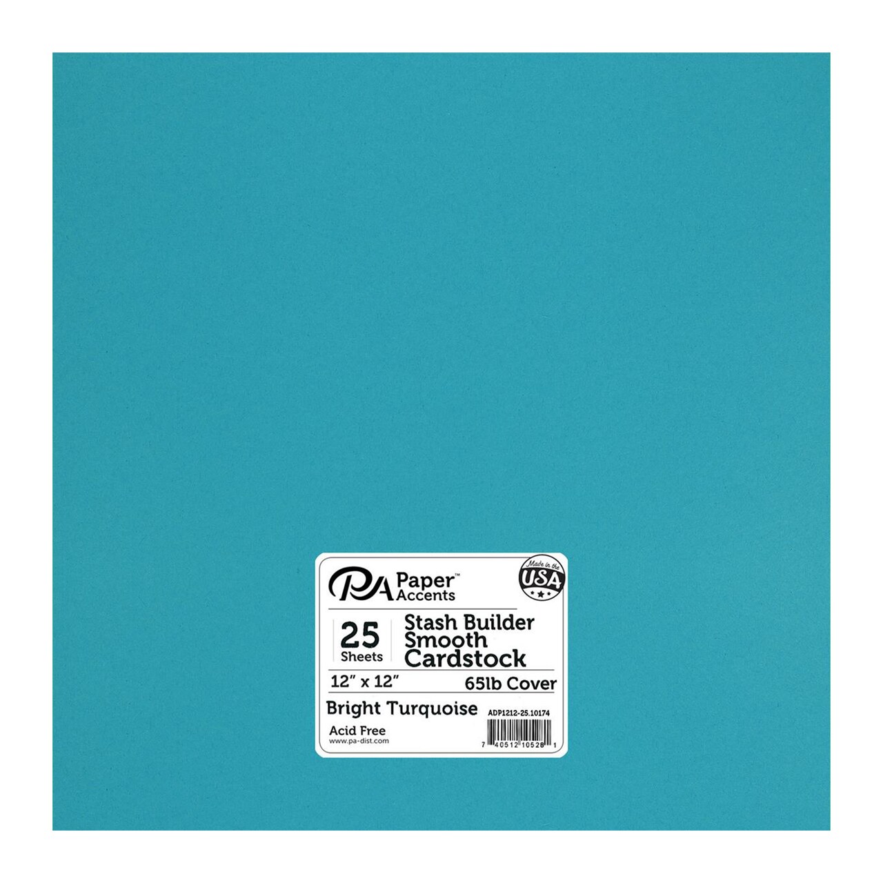 PA Paper Accents Stash Builder Cardstock 12" x 12" Bright Turquoise, 65lb colored cardstock paper for card making, scrapbooking, printing, quilling and crafts, 25 box